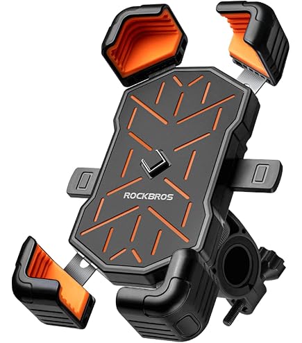 Babacom Soporte Movil Moto 360° Rotación, Cerradura 1s y Protección Segura Soporte Movil Bicicleta para Manillar de 0.71-1.4 Diámetro, Soporte Móvil Bicicleta Compatible con iPhone 4.7-6.8, GPS