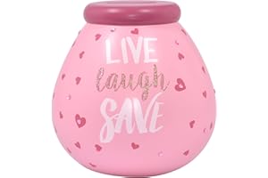 Pot of Dreams Hand Painted Live Laugh Pink Smash Handcrafted Ceramic Money Box | Eco Friendly & Recyclable Piggy Bank | Perfect Decorative Gift and Save for Self Care & Holidays, Multi, One Size