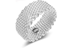 PRAK Damen 925 Sterling Silber Ringe,Einfache Art Und Weise Geometrische Gewebte Wicklung Mesh Form Eleganter Stil Ring Für Damen Geburtstagsgeschenk Zubehör Von Drittanbietern, 8