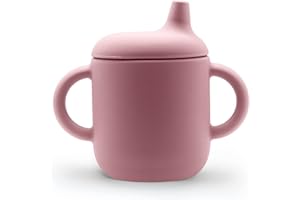 Navik | bicchiere bambino di silicone | bicchiere neonato 6 mesi | tazza bambini con due manici | rosa