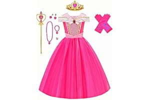 MISS & MR BM Girls Pink Fairy Princess Dress Up Set – Deluxe Satin & Tulle Ball Gown Costume with Tiara & Wand for Parties, Halloween & Birthdays, Ages 3-10