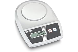 Bilancia da laboratorio con ampissima capacità di pesatura [Kern EMB 600-2], comando semplice e confortevole con 2 tasti, portata [max.]: 600 g, divisione [d]: 0,01 g, piatto di pesata: Ø 105 mm (plastica)