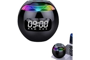 Ulsam Bluetooth Speaker & Alarm Clock 2-in-1, Portable Wireless Speaker, Radio Alarm Clock, Digital Display Clock, Smart Digital Sensor Clock, Bluetooth 5.0 Chip, USB Charging Port, 5W, Black