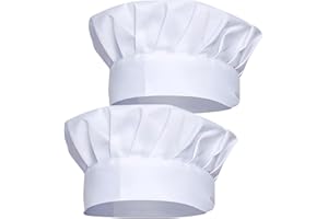 Gekamoyue Gorros de Cocinero, 2 Piezas Gorro Cocina Unisex Ajustable, Gorro de Cocina Elásticos, Gorros Continental Chef's Round Top para Cocina Hogar Restaurante Catering Cocina
