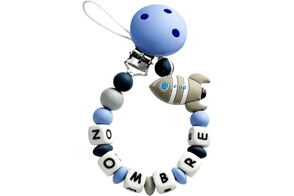 PEQUEANDO - Clip para Chupete Chupetero Personalizado de Silicona Sujeta Chupetes con Una Sola Pieza para Bebés Niños y Niñas Regalo Nacimiento Bebé (PACK 1 AZUL)
