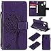 Produktbild Huawei P20 Lite Hülle, Conber Lederhülle Handyhülle mit [Frei Schutzfolie], PU Tasche Leder Flip Case Cover Vintage Emboss Katze und Baum Schutzhülle Huawei P20 Lite - Lila