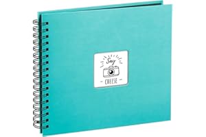 HAMA | Álbum de Fotos Para Pegar y Escribir (Álbum de fotos de 28x24cm, 50 Páginas, Compartimento en la portada para insertar foto) Color Turquesa.