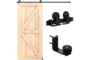 LTIYITL 152CM (5FT) Herraje Para Puerta Corredera Kit de Accesorios Para Puertas Correderas, Contiene Guía de Suelo Ajustable