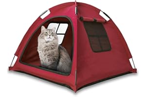 Nockovi Rotes Katzenzelthaus, Katzennest, tragbares Haustierzelt für drinnen und draußen, für Katzen, Welpen und andere Kleintiere