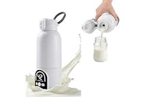 Calentador portátil inalámbrico para biberón portátil de 500 ml para leche materna y agua, 140 W y temperatura ajustable 35 ℃-70 ℃, carga USB calentador de agua para viajes (blanco)