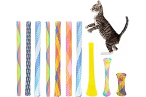 AIMICOCA 48-teiliges Katzen-Frühlingsspielzeug, buntes Katzen Frühlingsspielzeug, interaktives Katzenspielzeug Katzen-Kunststoff-Spirale für Kätzchen zum Schlagen Beißen Jagd (zufällige Farbe)