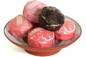 GOARTEA Puerh Tea - Ripe Té Puerh Cake 20Pcs / 4.23oz 2015 Year Lotus Leaf Flavored - Té Pu erh Tea Puer Tea Pu'er Tea - Yunnan Té Pu-erh Tea - Chino Tea - Mini Puerh Tuocha