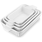 MALACASA Bake.Beka Series, Set of 4 Oven Dishes, Oven Mould for Dishes Ideal for Lasagna, Cakes, Lids, Porcelain