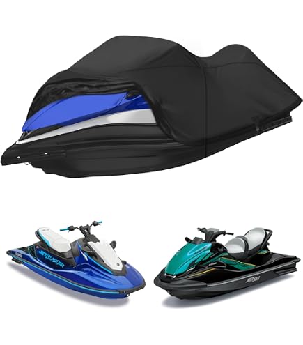 EliteShield PWC Jet Ski Cover For Kawasaki STX-15F – Trailerable, 600D Polyester, UV Treated, Gray/Black