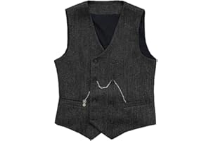 SOLOVEDRESS Gilet de costume vintage pour homme double boutonnage en laine Tweed gilet pour mariage Groomsmen