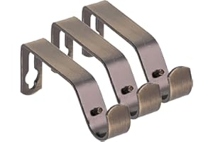 Lister Cartwright 19mm Curtain Pole Brackets with Adjustable Screws Metal Finish (Pack of 3) -Antique Brass (Metal Bracket)