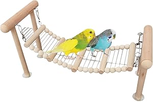 WideSmart Vogel-Sitzstangen für Papageien,Vogel-Sitzstangen für Papageien Papageienspielzeug Käfigspielzeug zum Aufhängen Schaukeln Seil-Holzleiter Vogelspielzeug Vogel Seil Schaukel für FinkenAras