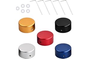 DAELESR 5 Stück Gitarren Pedal Fußschalter Topper, 5 Farben Obere Abdeckung für Fußschalter, Aluminiumlegierung Effektpedal Knöpfe mit Schrauben Pads, Fußschalter Kappe für E-Gitarren