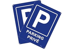 Andchi 2-pièces panneaux de stationnement privé Le parking privé en aluminium, Résistant à la Rouille et à la Décoloration, 35 x 25 cm