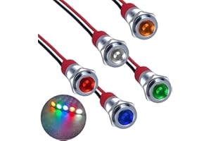 RUNCCI-YUN 5pcs 12-24v 8mm DC Voyant Led En Metal,Led Indicateur Panneau,Temoin Lumineux 12v, Pour Van,Bateau Et Autres Vehicules Universel(vert jaune rouge bleu blanc)