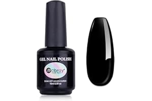 Mobray U V Gel Nagellack Schwarz, 15ml Black Gel Nail Polish, Shellac Nagellack Soak Off Manicure Einfache Anwendung, Nail Art Nageldesign Gelnagellack