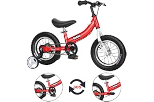 Qiani Balance Bike 2 in 1 for Toddlers,Kids 2 3 4 5 6 7 Years Old,Balance to Pedals Bike,12 14 16 inch Kids Bike,with Pedal kit,Stabilisers,Brakes