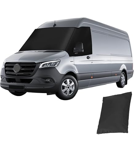 thumbnail interactive-video image 1 of UK Custom Covers Mercedes Sprinter Frost Screen Cover – Deluxe Grey, 600 Denier PU Coated, Waterproof (2006-2018) 1 of 6