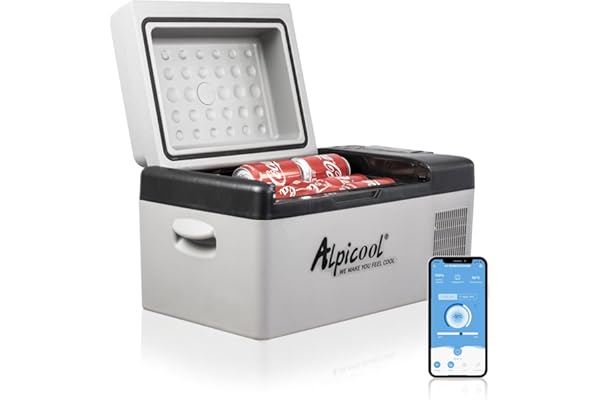 Alpicool C20 20L Réfrigérateur de Voiture Portable Mini Frigo 12/24V Électrique Réfrigérateur Capacité Congelateur Congélation -20℃ pour Maison, Voiture, Camping