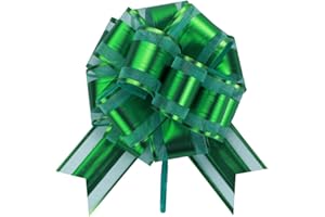 CHEXIN Lazo grande de regalo, 6 unidades con cinta de regalo, lazo de dibujo de 18 cm de diámetro, lazo gigante, gran lazo para decoración de coche, boda, cumpleaños, Navidad, lazos decorativos, verde