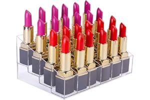 Benbilry Lipstick Holder, 24 Slots Clear Acrylic Lipstick Organezer Display Transparent Makeup Organizer (24 Slots)