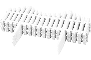 KCT 2 Packs White Picket Fence Garden Border –Interlocking Flexible Lawn Plant Flowerbed Panels – 16 Pieces Total