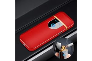 Deluisho Gas Mecheros, Encendedor Electrónico, Mechero de Arco, Carga USB/Resistente al Viento/Encendedor Táctil Duradero, Encen-dedor de Cigarrillos de Bolsillo (Rojo)