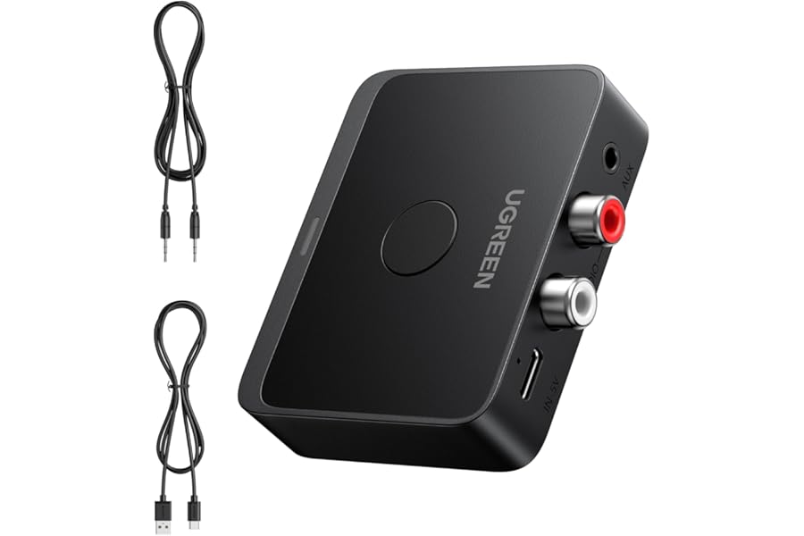 UGREEN Bluetooth 6.0 Receiver with LDAC Hi-Res Audio, Bluetooth Audio Adapter for Hi-Fi, 15H Playtime, Long Range, Dual Pairing, Wireless Adapter for Speakers/Home Stereo