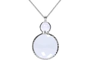 Jiulory Magnifying Glass Pendant, Long Chain Monocole Glass Lens Magnifier Necklace Mama Necklace Collar for Women for Library,Reading,Zoom,Jewelry,Craft Needlework…