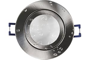 TRANO LED Einbaustrahler silber - rund flach 3 Watt neutralweiß 230V IP44 - geeignet für Bad, Küche, Sauna, Außenbereich - Ø60-70mm Bohrloch - elegantes Design, hochwertige Verarbeitung,