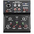VONYX VMM201 2-Channel Microphone Mixer and PA Mixer with USB Audio Interface, Bluetooth Audio Streaming, Phantom Power (+48V), Home Studio Recording, Compact Metal Design