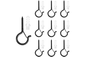 Xinstroe 10 Pack Q-Hanger Hooks with Safety Buckle, Metal Ceiling Hooks, Safety Cup Hooks, String Lights Hanger Hooks for Outdoor Wire and Fairy Lights, Bathroom Kitchen Wall Ceiling Hanging (10)