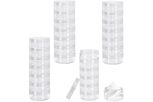 LELE LIFE Lot de 28 récipients de voyage empilables pour crèmes, 9,9 g, étanches, petits pots avec couvercles et étiquettes pour lotion, baume à lèvres, soins de la peau, maquillage
