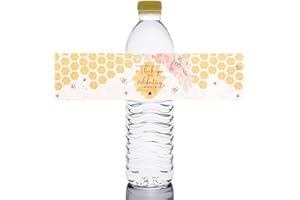 URROMA 48 etichette per bottiglie a tema api, con scritta "Thank You for Celebrating with Us", decorazioni per feste di compleanno, autoadesive, per bottiglia d'acqua con piccoli bombi