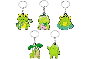 GTYHH 5 sztuk breloczków do kluczy żaba, breloczki do kluczy z kreskówki, zabawne breloczki do kluczy, żaba, prezenty dla dziewcząt i chłopców, zielony, Einheitsgröße, Nowoczesny