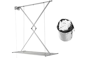 foxydry Mini, Stendibiancheria a soffitto Manuale, stendino Verticale richiudibile in Alluminio e Acciaio 152x54x25 cm (150, Grigio + Peggy Bag)