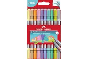 ‎FABER-CASTELL Faber-Castell 151112 - Filzstifte Set Pastell, 10 Doppelfasermaler für Kinder und Erwachsene