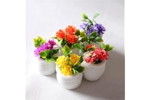 VIONNPPT 1:12 - Accessoire miniature pour maison de poupée - Fleur verte - Pot de fleurs mini- Modèle miniature de Pâques - Décoration pour extérieur, terrasse, décoration (fleurs 5 pièces)