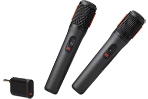 JBL PartyBox Wireless Mic - 2X Digital Wireless Mikrofone, Wiederaufladbarer Akku (20hrs - 700mAh), klare Stimme, knackiger Klang, stabile 2,4-GHz-Verbindung, kompatibel mit Allen
