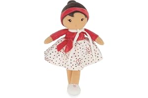 KALOO Tendresse Mi Primera muñeca de Tela Emilie Muñeca de Trapo de 25cm Falda de microterciopelo y Envoltura roja Bonita Caja de Regalo Cinta Personalizable Desde el Nacimiento, K200015