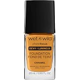 Wet n Wild Photo Focus Dewy Foundation, Moisturizing Liquid Makeup Foundation Normal/Dry Skin, Modulable Luminous Finish, Car