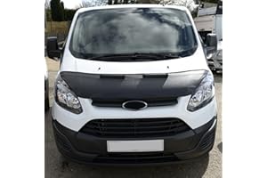 UK Custom Covers BB192 Tailored Half Bonnet Bra Stone Chip Protector Black Carbon Fibre Look - To Fit Ford Transit Custom 2013-2018