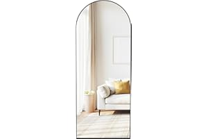 SONGMICS Specchio a Figura Intera, 165 x 60 cm, Specchio da Terra ad Arco con Supporto, Cornice in Lega di Alluminio, Vetro Temperato, Camera da Letto Soggiorno, Natale, Nero Inchiostro LFM039BD01