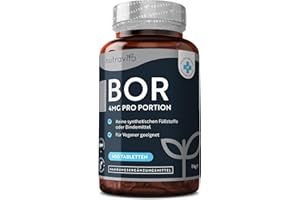 ‎NUTRAVITA Boron - 4mg Reines Bor je Tablette - 400 Tabletten - 13 Monate Vorrat - Laborgeprüft - Ohne unerwünschte Zusätze - Hochdosiert - Veganfreundlich - Hergestellt von Nutravita