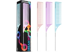 ‎FRAMAR FRAMAR Pastell Strähnenkamm Blondierung – Strähnchenkamm, Strähnchen Kamm, Friseur Kamm Set, Stielkamm Friseur, Frisierkamm Set, Friseurkamm Profi, Haarkamm Friseur, Haarkämme – 3pc